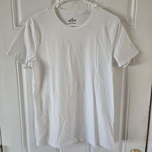Hollister White Crewneck T-Shirt Mens Small Organic Cotton Basic Tee Casual